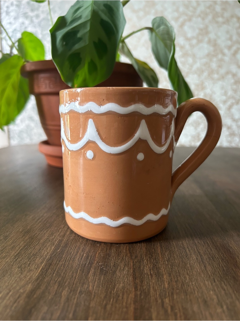 Vintage Pier 1 Imports Gingerbread Mug Hand Painted Italy Christmas Holiday Mug